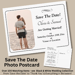 Save The Date, Photo - Black & White with Infinity Ankündigungspostkarte