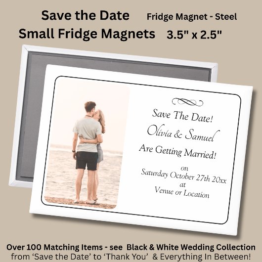 Save The Date, Photo - Black & White with Infinity Magnet