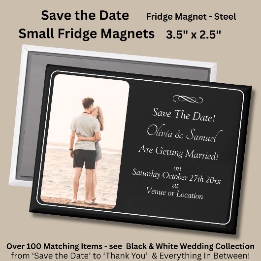 Save The Date, Photo - Black & White with Infinity Magnet