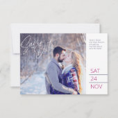 Save the date photo blue purple pine cone art (Vorderseite)