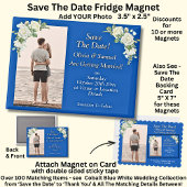 Save The Date, Photo - Blue White Fridge  Magnet