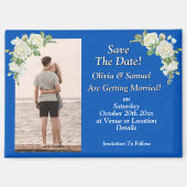 Save The Date, Photo - Blue White Fridge Magnet (Vorderseite)