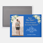 Save The Date, Photo - Blue White Fridge Magnet (Vorderseite/Rückseite)