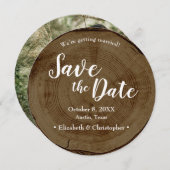 Save the date photo DARK Wood Rustic Wedding Einladung (Vorne/Hinten)