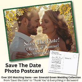 Save The Date, Photo -Emerald Green & Gold Ankündigungspostkarte