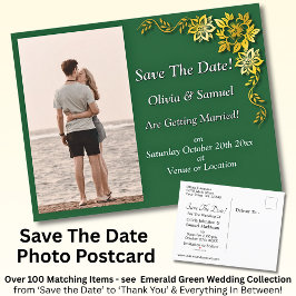 Save The Date, Photo -Emerald Green & Gold Ankündigungspostkarte