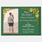 Save The Date, Photo -Emerald Green & Gold Fridge  Magnet (Vorderseite)