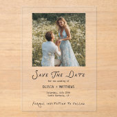 Save the Date Photo Minimalist Whimsical Acryleinladungen (Vorderseite)