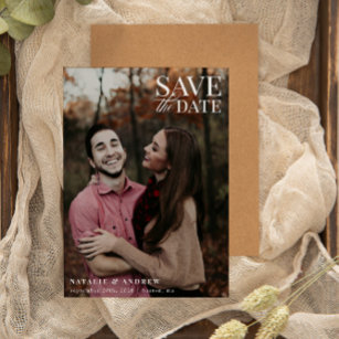 Save the Date Photo Post Card, Elegant & Modern Postkarte