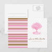 SAVE THE DATE, Pink & Brown Chic Postkarte (Vorne/Hinten)