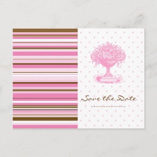 SAVE THE DATE, Pink & Brown Chic Postkarte (Vorderseite)