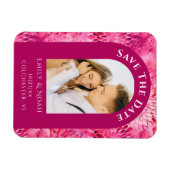Save the Date Pink Dahlia Wasserfarben Magnet (Horizontal)