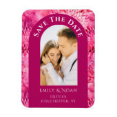 Save the Date Pink Dahlia Wasserfarben Magnet (Vertikal)