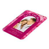 Save the Date Pink Dahlia Wasserfarben Magnet (Linke Seite)