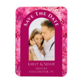 Save The Date Pink Dahlia Watercolor Floral Magnet (Vertikal)