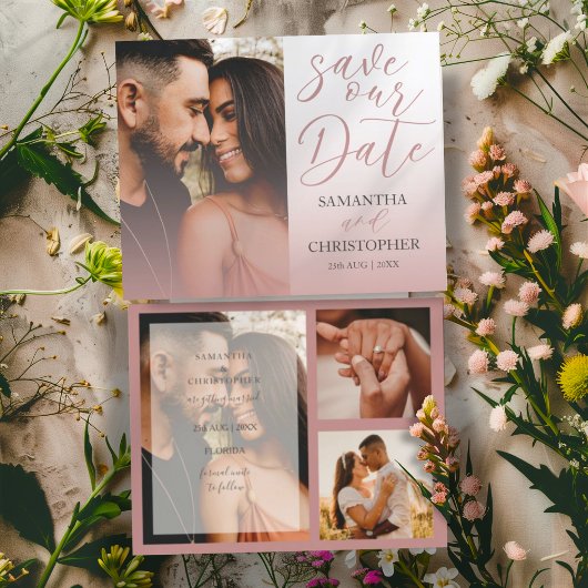 Save the Date Pink-Foto-Hochzeit