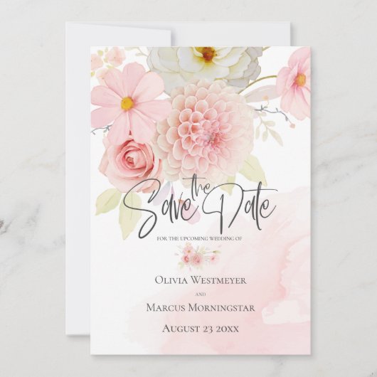 Save the Date Pink-Hütte-Blume Einladung (Vorderseite)