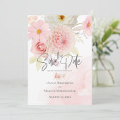 Save the Date Pink-Hütte-Blume Einladung (Stehend Vorderseite)