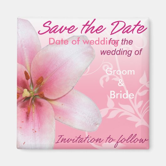 Save the Date Pink Lily Magnet (Vorne)