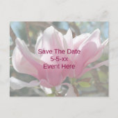 Save The Date Pink Magnolia Flower  Ankündigungspostkarte (Vorderseite)