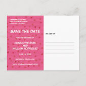 Save the Date Pink Modern Hearts Confetti Wedding Ankündigungspostkarte (Rückseite)