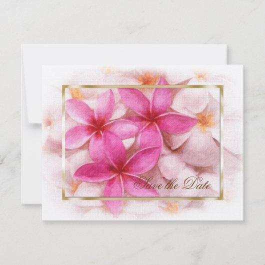 Save the Date Pink Plumeria (Vorderseite)