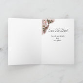 Save The Date - Pink Roses & Doves Wedding Karte (Innenseite)