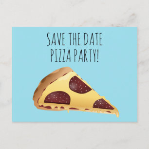 SAVE THE DATE PIZZA-PARTY EINLADUNGEN Postkarten