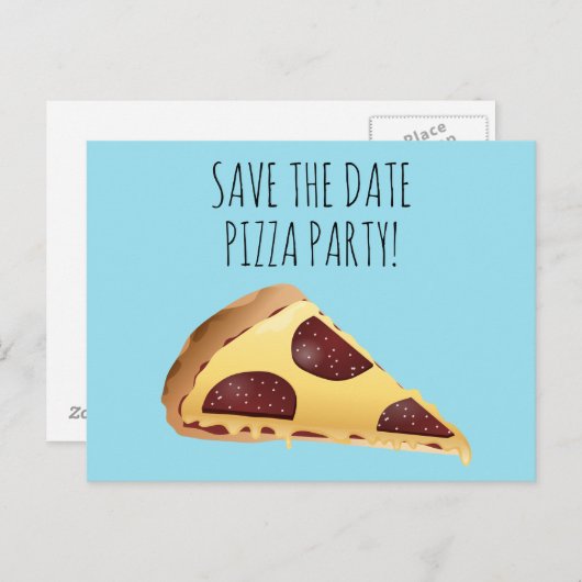 SAVE THE DATE PIZZA-PARTY EINLADUNGEN Postkarten (Vorne/Hinten)