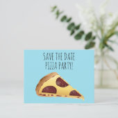 SAVE THE DATE PIZZA-PARTY EINLADUNGEN Postkarten (Stehend Vorderseite)