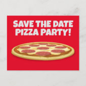 SAVE THE DATE PIZZA-PARTY EINLADUNGEN Postkarten (Vorderseite)