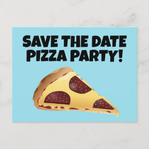 SAVE THE DATE PIZZA-PARTY EINLADUNGEN Postkarten
