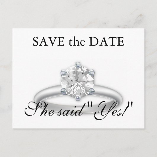 Save the Date Platinum Diamant Ring Cards Ankündigungspostkarte (Vorderseite)