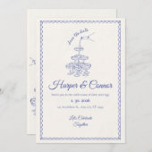 Save the Date: Playful Blue Celebration Einladung (Vorne/Hinten)