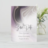 Save The Date | Plum Misty Marble Einladung (Stehend Vorderseite)