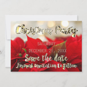 Save the Date Poinsettia Red Gold Party