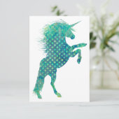 Save the Date Polka Dot Blue Unicorn (Stehend Vorderseite)