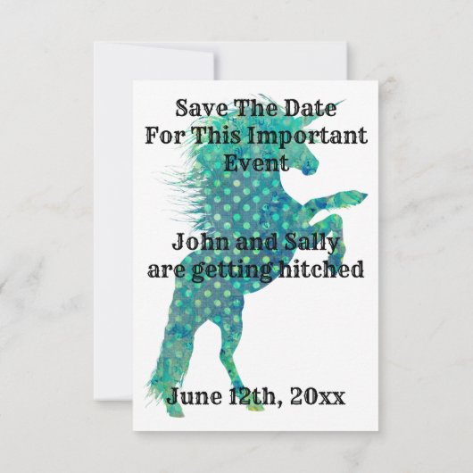 Save the Date Polka Dot Blue Unicorn (Rückseite)