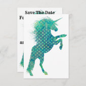 Save the Date Polka Dot Blue Unicorn (Vorne/Hinten)