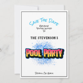 Save the Date Pool Party Einladung weiß