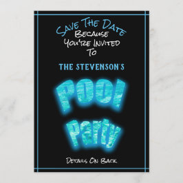 Save the Date Pool Party Geburtstagsparty Einladun