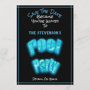 Save the Date Pool Party Geburtstagsparty Einladun