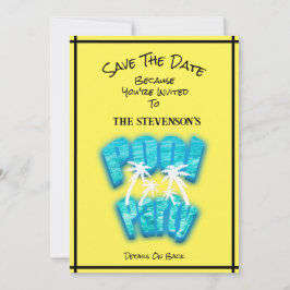 Save the Date Pool Party Spaß Geburtstag Gelb