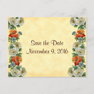 Save the Date Poppies Cornflowers Postcard Ankündigungspostkarte