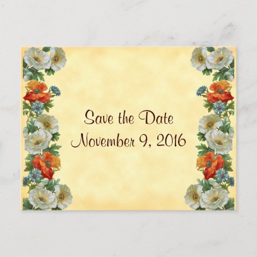 Save the Date Poppies Cornflowers Postcard Ankündigungspostkarte (Vorderseite)