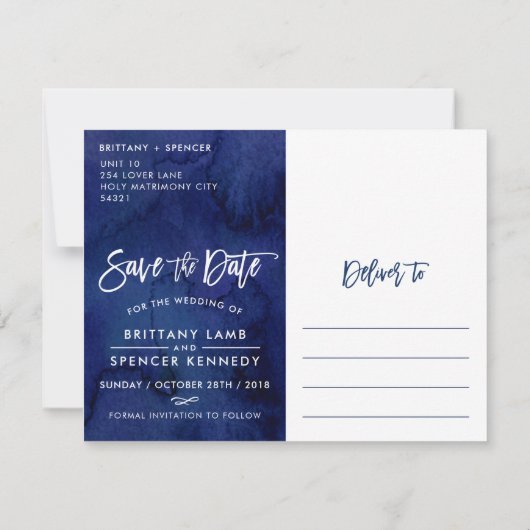 SAVE THE DATE POSTCARD bemalt Marine Aquarell (Rückseite)
