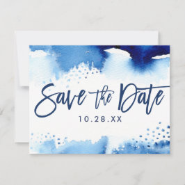 SAVE THE DATE POSTCARD coole Marineblau