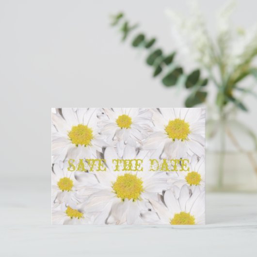 Save the Date Postcard - Daisy Ankündigungspostkarte (Stehend Vorderseite)