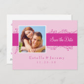 Save the Date Postcard Foto 03 Rosa Ankündigungspostkarte (Vorne/Hinten)