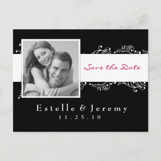 Save the Date Postcard Foto 03 Weiß Ankündigungspostkarte (Vorderseite)